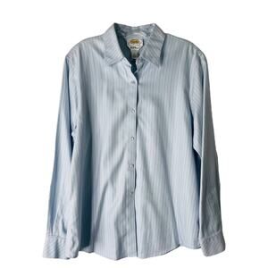 Vintage Talbots blue striped brushed cotton flannel button front preppy top 10